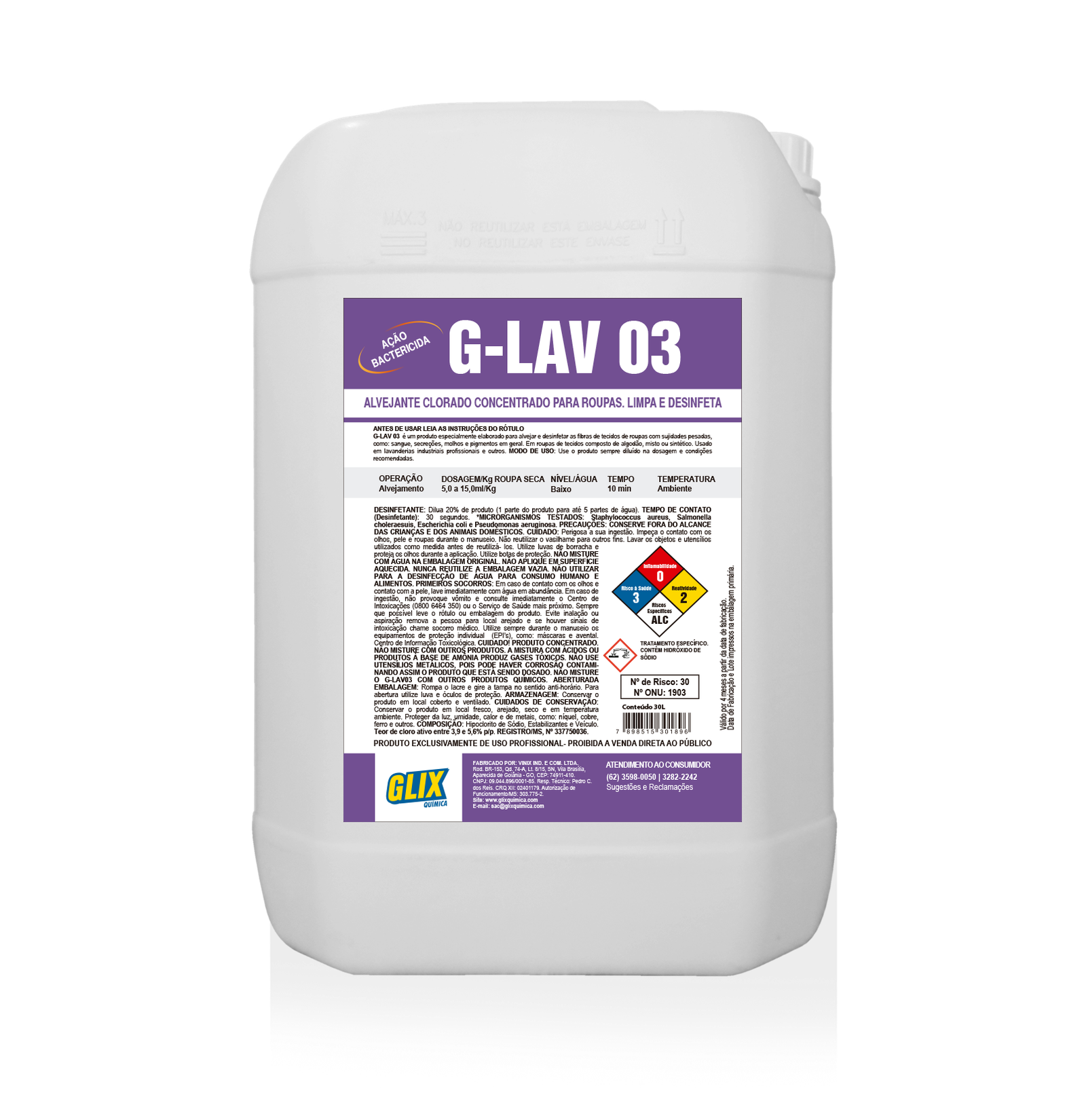 G-LAV 03 - Alvejante Desinfetante Clorado